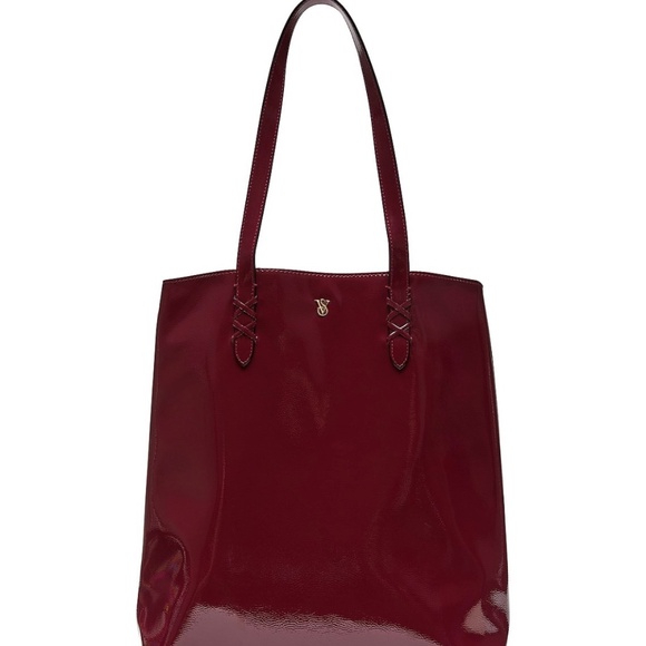 New Victoria’s Secret Sangria Red Patent- Like Tote Bag - Picture 1 of 2